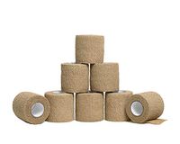 HealiT ShieldGrip™ Cohesive Bandage 2inch-Wide Self Adherent Athletic Wrap Medical Tape, Elastic Flexible Breathable First Aid Gauze Ideal for Stretch Ankle Sprains, Swelling, Sports - Beige - 8 Pack