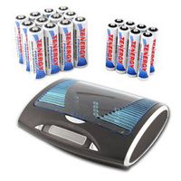 Tenergy T9688 Universal LCD Battery Charger and 12 AA and 8 AAA Premium NiMH Rechargeable Batteries ...