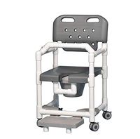 IPU ELT817 P FRLB Elite Shower Chair Commode with Footrest and Lap Bar for use Over existing Toilet, Bedside, and in The Shower (Gray)
