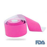JINGYUAN Kinesiology Tape FDA CE Approved Breathable Flexible Sweat Proof Sport tape Plus A Cute Scissor for Cross Fit, Cycling, Boxing ,Uncut 2 inch x 16.4 feet Roll, Latex and Zinc Free (Pink)