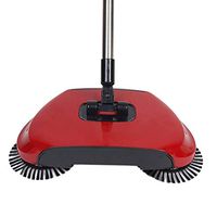 SBQF Household Hand Sweeping Machine Without Electricity 360 Degree Rotating,Automatic Cleaning Push Sweeper Broom Dustpan Trash Bin (Color : Red)