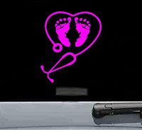 Baby feet nurse Vinyl Decal Sticker (HOT PINK)