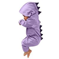 ☆HebeTop Newborn Baby Boy Girl Dinosaur Hooded Romper Jumpsuit Outfits Clothes Purple