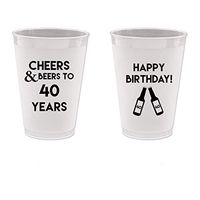 40th Birthday Frost Flex Plastic Cups - Cheers and Beers to 40 Years (10 cups)