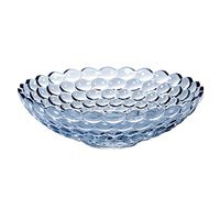AXZHYX Bowl Tableware Salad Folk Culture Bowl Home Simple Creative Polka Dot Crystal Glass Salad Folk Culture Bowl (Color : Blue, Size : 30 30 10cm) Hotel Tableware Home Noodles Boiled Fish Soup Bowl