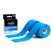 Meglio Kinesiology Tape Uncut Muscle Tape 16 Feet Uncut Roll - Pain Relief Adhesive for Sore Muscles, Knee, Back, Shoulder & Shin Splints - Water Resistance & Latex Free (2 Pack Blue Tape)