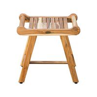 20" Compact Solid Teak Shower Bench with Liftaide Arms in an Earthyteak Finish Brown Modern Contemporary Single Piece
