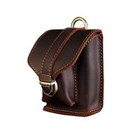 Hongyushanghang Cigarette Box, Retro Cowhide Bag Men's Belt Leather Cigarette Case Pickup Bag Mini Pockets, Best Gift, Brown, Experience Thin (Color : Dark brown1, Size : 9.47.81.8cm)
