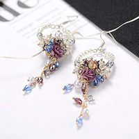 Accessories Rhinestone Long Dangle Drop Flower Tassel Ear Stud Fringed Earrings Good Fine Women Stylish Cheap Bright Comfortable Charms Simple Woman Casual
