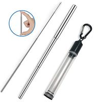 DOFYWARE Reusable Retractable Straws - 1 Pack Portable Telescopic Stainless Steel Metal Straw with Transparent Case and Cleaning Brush