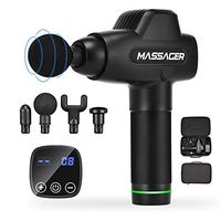 Handheld Percussion Massage Gun for Athletes - Deep Tissue Massager for Sore Muscle and Stiffness - Quiet, 20 Speed High-Intensity Vibration - Quick Rechargeable Device - Includes 4 Massage Heads