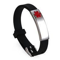 Free Engraving - Rubber Medical Alert ID Bracelets Wristband Black