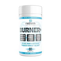 Rethink Nutrition Burner+ - Fat Burner, Clean Energy, Tunnel Vision Focus, Caffeine, Alpha-GPC, Green Tea Extract, Huperzine A, for Men and Women, Weight Loss Supplement, 60 Caps