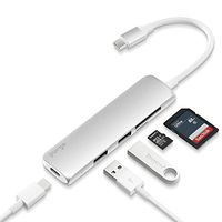 Purgo USB Type-C Hub with Card Reader,2 USB 3.0 Ports, Type-C Charging Port for MacBook Pro,Chromebook and More (Silver)