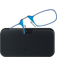 ThinOptics Universal Pod Case + Rectangular Reading Glasses, Blue Frames / Black Case, +2.00