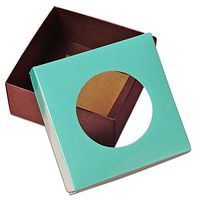 Cardboard 4 X 4 X 1-3/4 Teal/Chocolate Cookie Window Box -Pk - Bakery Boxes - 25 Each by Paper Mart