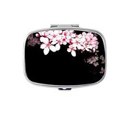 Cherry Blossom Flower Custom Silver Stylish, slim design Pill Box Holder,rectangle Medicine Vitamin Organizer Pill case