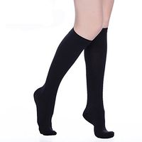 Knee High Compression Socks for Men & Women. Edema, Varicose Veins, Travel, Pregnancy, Medical Nursing (20-30mmHg) BEST Compression Stockings.(Black-closed-L)