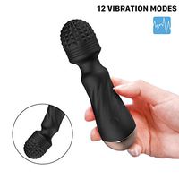 Mini Wand Massager by OHYER, Cordless Powerful Deep Tissue Massager Handheld Massage Wand with 12 Vibration Modes for Muscles Neck Shoulder Back Leg Foot & Sports Recovery - Black