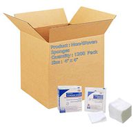 Non-Woven Sponges 4" x 4". Case of 1200 Super Absorbent dressings for Wound Care. Non-linting. 4-ply Rayon/Poly Blend. Single use. Latex-Free.