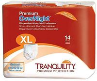 Premium Overnight Disposable Underwear size X-Large: 48"-66" 56/Case