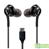 OEM Amazing 2019 Stereo Headphones for Samsung Galaxy Note 10 Note 10+ S10 Plus S9 Note 8 S9+ S10e S10 Braided Cable - Designed by AKG - with Microphone (Black) USB-C Connector