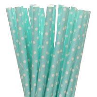 Light Blue with White Polka Dot Paper Straws (25)