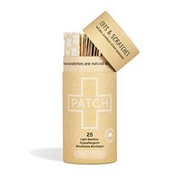 PATCH Eco-Friendly Organic Bamboo Bandage Strips for Cuts & Scratches, Hypoallergenic Wound Care for Sensitive Skin - Compostable & Biodegradable, Latex Free, Plastic Free, Zero Waste, Natural, 25ct
