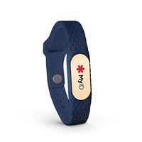 MyID Hive Medical ID - Store Medical Information for Free - Super Comfortable Silicone Material - Perfect for Those with Diabetes, Autism, Etc - Fits Kids & Adults - Gold Pod (Navy M/L)