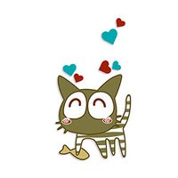 Empt Idio-Kai Green Soldier Lovely Funny Cat Removable Vinyl Decals Stickers Skin for Laptop, Motorcycle, PS4, Xbox ONE, Helmet (3.05 x 3.46 Inch, Green)