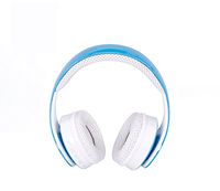 Wireless Bluetooth Headset,Frosted Blue Foldable Noise Cancelling Hi-Fi Stereo-Comfortable Ear Sticking Headphones for PC Computer Mac Laptop Smartphone