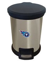 The Furniture Cove New 1.3 Gallon Round Stainless Steel Step Trash Can Waste Basket Featuring Your Choice of a Football Team Logo (Titans)