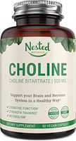 Choline Bitartrate 500mg | Promotes Brain Health, Mental Focus & Memory | Prenatal Supplement for Development & Growth | 100% Vegan & Non-GMO Choline