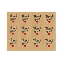 480 Pcs Thank You Stickers Kraft Paper Round Labels Stickers with Red Heart for Wedding, Packaging, Gift Wrap, Cookies, Envelopes Seal, Baking Bags and More