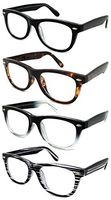 Edge I-Wear 4 Pack Vintage Horned Rim Flexible Frame Readering Glasses for Women Men Readers 1.75 540960TT/SET1.75(AST)