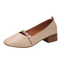 Neartime Women Shoes, Spring/Autumn Casual Shallow Pure Color Square Toe Slip On Thick Heel Single Shoes