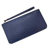 QIUUE Women Wallets Long Fashion Contrast Color Large Capacity Coin Purse Card Holder Bag Mobile Phone Bag Clutch Purse Navy