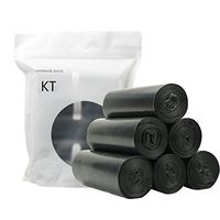 Trash Bags.KT 4 Gallon Garbage Bags Innovative HDPE Polyethylene Non-Toxic Health high-end Garbage Bags (5 Rolls/150 Counts Black)（Suitable for Home and Office）