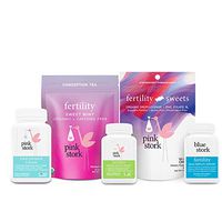 Pink Stork Premier Fertility Bundle: His & Her Conception Support with Tea, Supplements, & Sweets- Fertility Prenatal Vitamins with Vitamin C + Chasteberry, Women-Owned