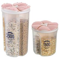 1500ml&2500ml Kitchen Food Storage Box Half Flip Tank Airtight Sealed Cans Plastic Containers 2-Piece Nut Snack Sealed Storage Box Prevent Food Deterioration