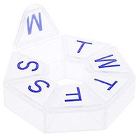 Comfort Axis Heptagon Shape Pill Organizer, Travel Planner for Daily Supplements, Vitamins Medication, Seven Individual Compartments with Lid