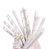 Paper Straws,100 Pack,Biodegradable Paper Drinking Straws, Silver Straws for Parties,Birthday,Baby Shower,Marriage,Engagement,Table Decoration,Carnivals and Crafts