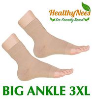 HealthyNees Extra Wide Ankle Big Feet 20-30 mmHg Compression Swelling Foot Pain Circulation Plus Size Sock Open Toe Sleeve (Beige, Big Ankle 3XL)