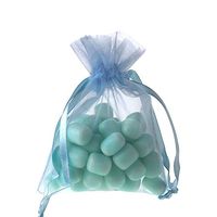 Sheer Organza Favor Pouch Bags, 12-Pack (4" x 5", Light Blue)