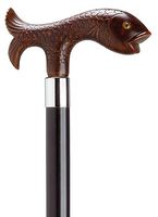 Unisex Fish Derby Cane Black Maple Shaft, Brown Handle  -Affordable Gift! Item #DHAR-9151400