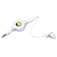 Premium Retractable Headset Mono Hands-Free Earphone Mic Single Earbud Headphone Wired 3.5mm White Compatible with ASUS ZenFone V Live Max Plus M1 AR 5z 5Q 4 Pro 3 Max, ROG Phone P2B