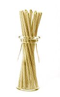 Simply Baked Paper Straw, Gold Quadrafoil, 8" long, Pack of 25, Colorful, Disposable, and Compostable