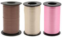 Ice Cream - 3-Pack Bundle of Berwick Splendorette Crimped Curling Ribbon - Chocolate, Vanilla & Strawberry - 500 yards each