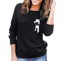 Amlaiworld Women Basic Shirt Cat Print T-Shirt Loose Short Sleeve Blouse Casual Simple Pullover Tops Sport Tank Shirt (L, Black-1)