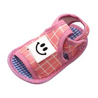 Baby Toddler Boys Grid Sandals, ♥ Beyonds Hollow Out Smiling Face Shoes, Soft Sole Anti-Slip Infant Summer Outdoor Shoes Newborn First Walker Crib Shoes Sneaker Loafers